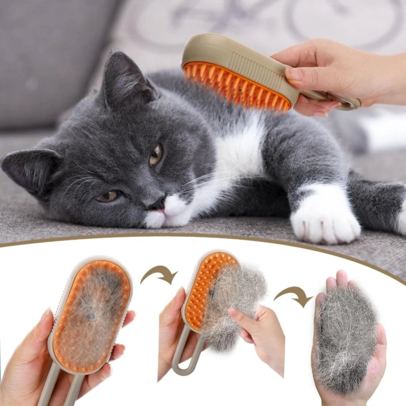 Serale SteamBrush™ — Cepillo de Vapor 3 en 1 para Gatos | Antipelos y Autolimpiable