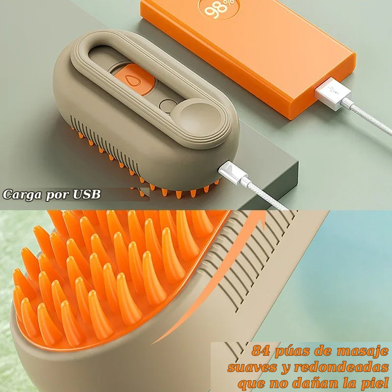 Serale SteamBrush™ — Cepillo de Vapor 3 en 1 para Gatos | Antipelos y Autolimpiable