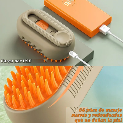 Serale SteamBrush™ — Cepillo de Vapor 3 en 1 para Gatos | Antipelos y Autolimpiable