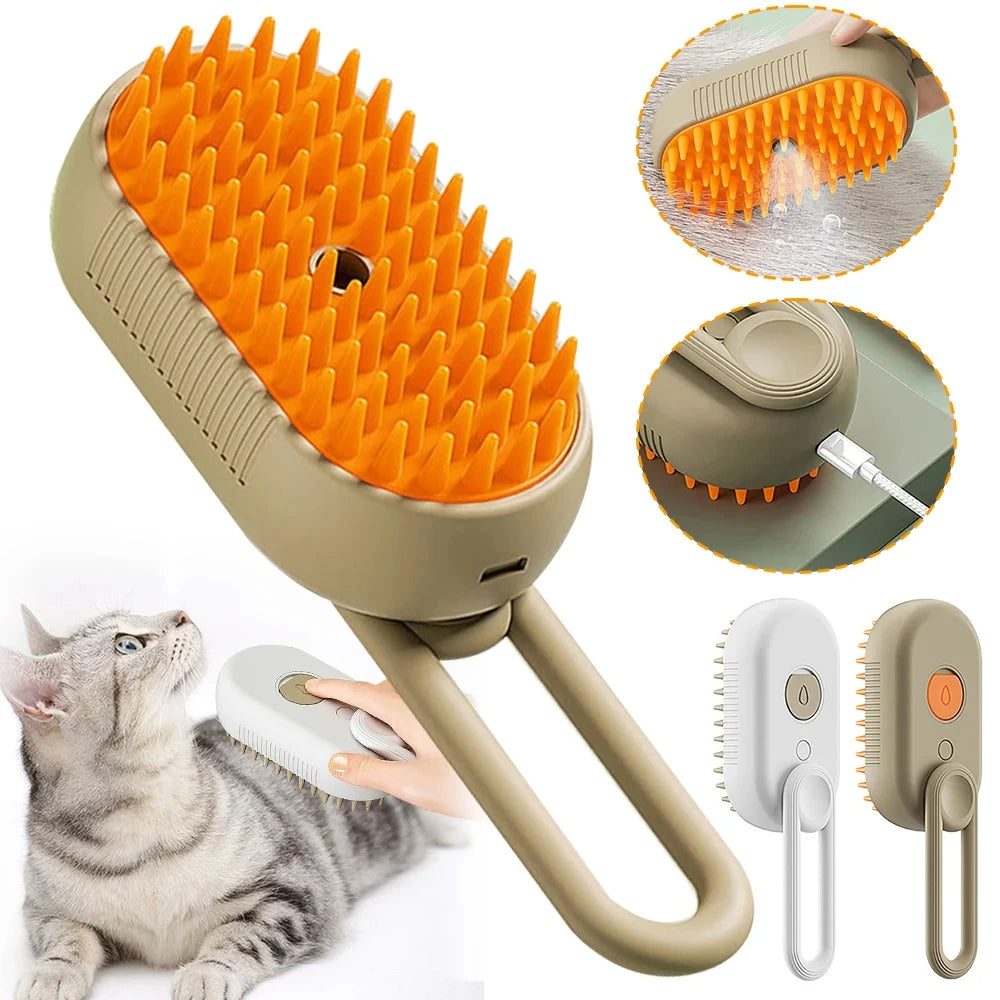 Serale SteamBrush™ — Cepillo de Vapor 3 en 1 para Gatos | Antipelos y Autolimpiable