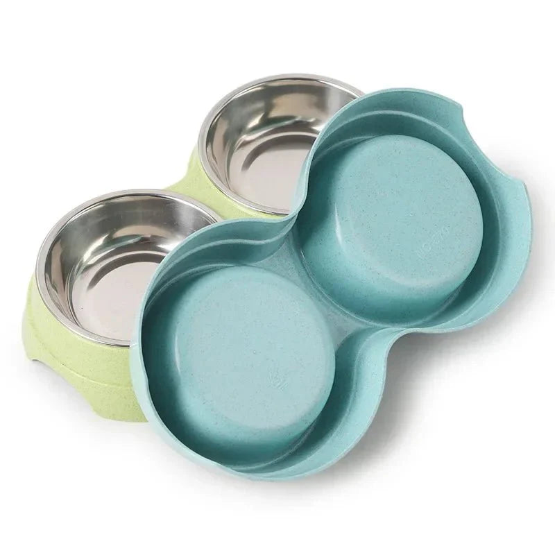 Comedero doble de acero inoxidable para mascotas - Serale